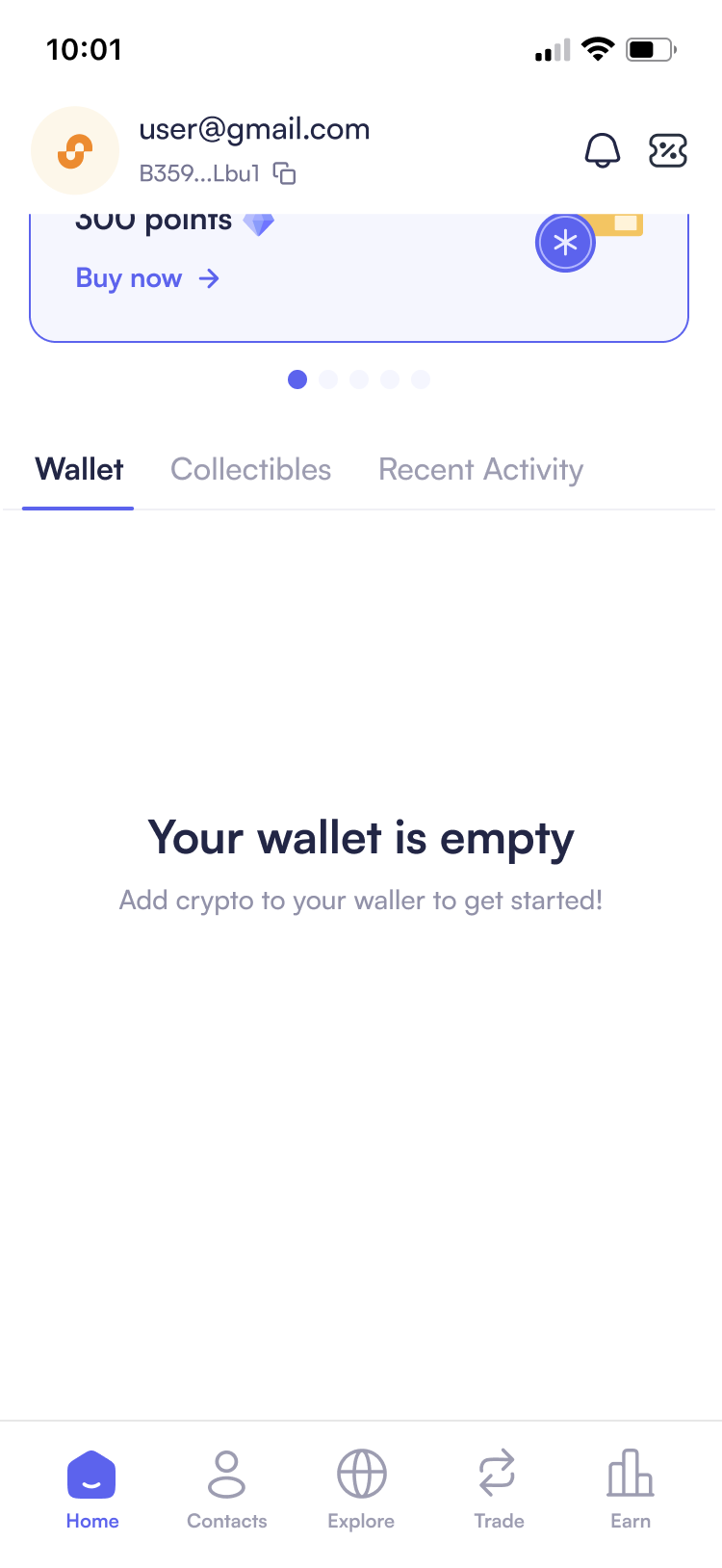 Wallet Empty State Before